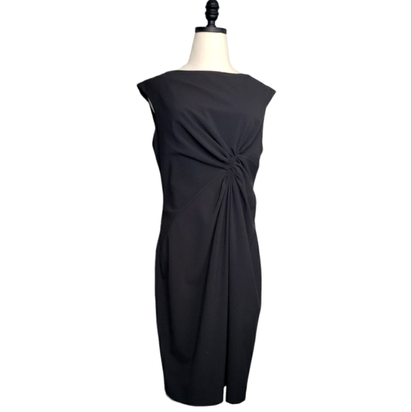 Anne Klein Center Rouched Sheath Rayon Crepe Jersey Events Evening Cocktail LBD - Picture 3 of 10